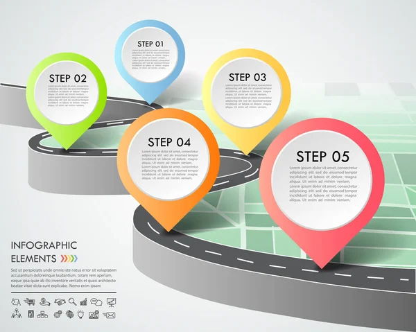 Straße Weg Infografik Vorlage Optionen Kann Für Workflow Layout Diagramm — Stockvektor