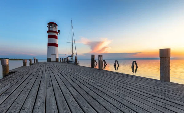 Beautiful Sunset Lighthouse Austria — Stock Photo, Image