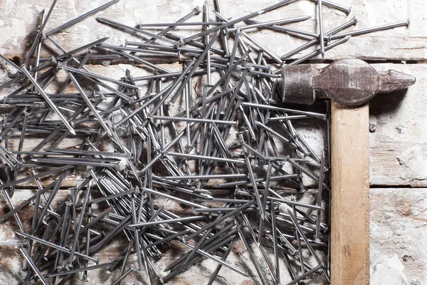 Hammer and nails. Composition on a building theme