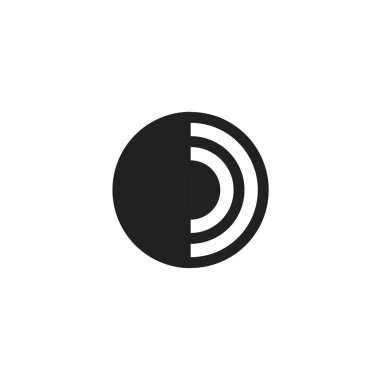 Daire şeklinde logo vektör, yuvarlak logo ile sinyal dalgalar ya da dalgalanma, geometrik trendy modern logo clipart
