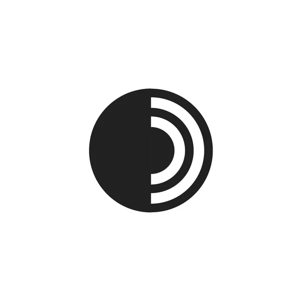 Vector de logotipo en forma de círculo, redondeado logotipo con ondas de señal o ondulación, geométrico moderno logotipo clipart — Archivo Imágenes Vectoriales