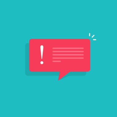 Hata iletisi vektör çizim, düz çizgi film ünlem uyarı bildirim balonu konuşmasının, internet hata