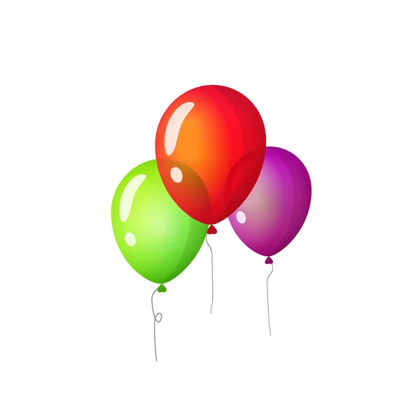 Ballonger isolerade vektorillustration, platt tecknade tre ballong flyga i den luft clipart — Stock vektor