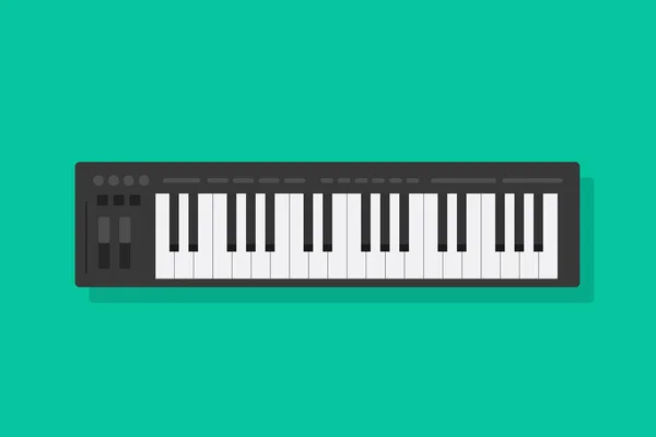 Elektronische Klaviertastatur Vektor Illustration, flacher Cartoon Midi Controller oder Synthesizer isolierter Cliparts — Stockvektor