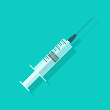 Şırınga boş vektör çizim, düz çizgi film tıbbi iğne simgesi, klinik enjektör veya izole squirt clipart