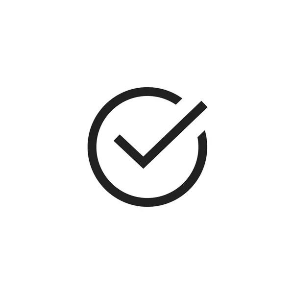 Tick icon icon vector symbol, line art outline black checkmark isolated, checked icon or correct choice sign, check mark or checkbox pictogram clipart — стоковый вектор