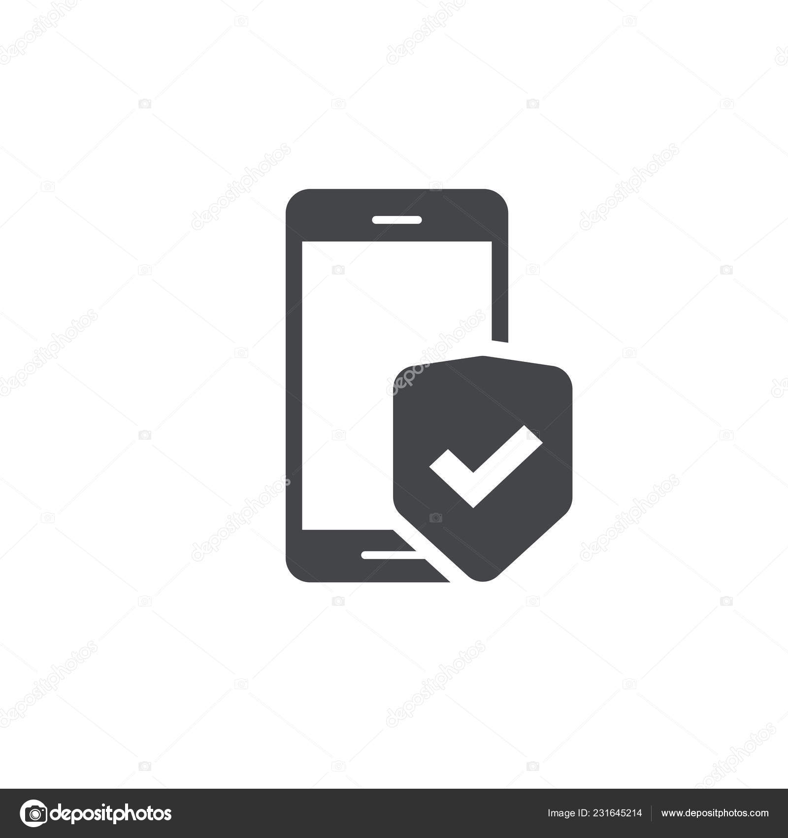 Mobile Phone Security Protection Vector Icon Line Outline Art Smartphone Protected With Shield Sign Cellphone Protection Or Guard Secure Technology Concept Privacy Or Private Access Clipart Stock Vector C Vladwel