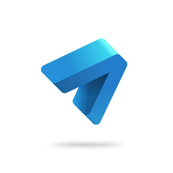 Абстрактний логотип стрілки векторний шаблон, синя градієнтна тверда літера логотип дизайн, ідея успіху геометричного символу, 3d творчий трикутник емблема ізольовані — стоковий вектор