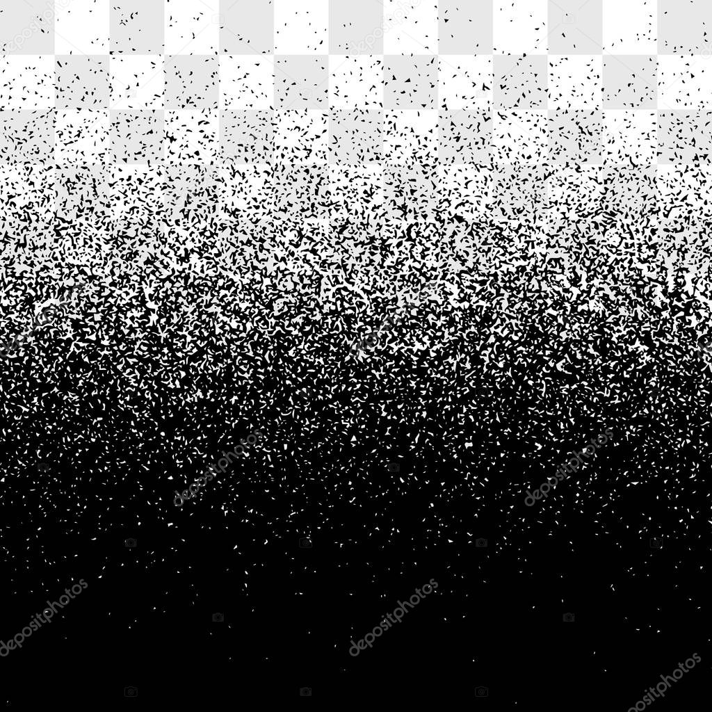 Grain gradient vector transparent background, black and white old noise texture, grainy backdrop effect clipart
