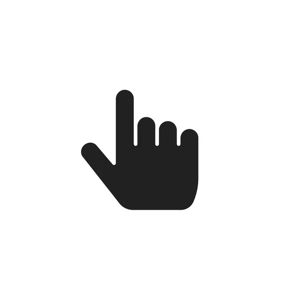 Ícone do vetor do dedo do ponteiro, símbolo do gesto da mão do ponto do polegar do emoticon preto e branco isolado no clipart branco do sinal do pictograma — Vetor de Stock