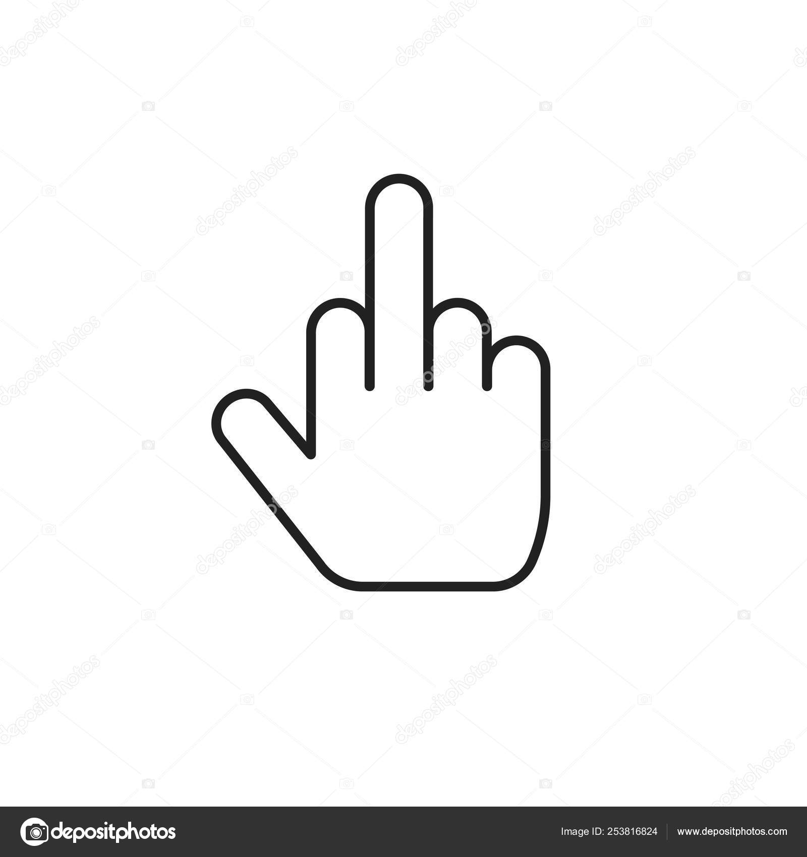 Vetor de ícone do dedo médio, linha fina esboço estilo polegar médio  insultante gesto emoji símbolo isolado no clipart sinal pictograma branco  Vetor de ©vladwel 253816824, image size:1600x1700