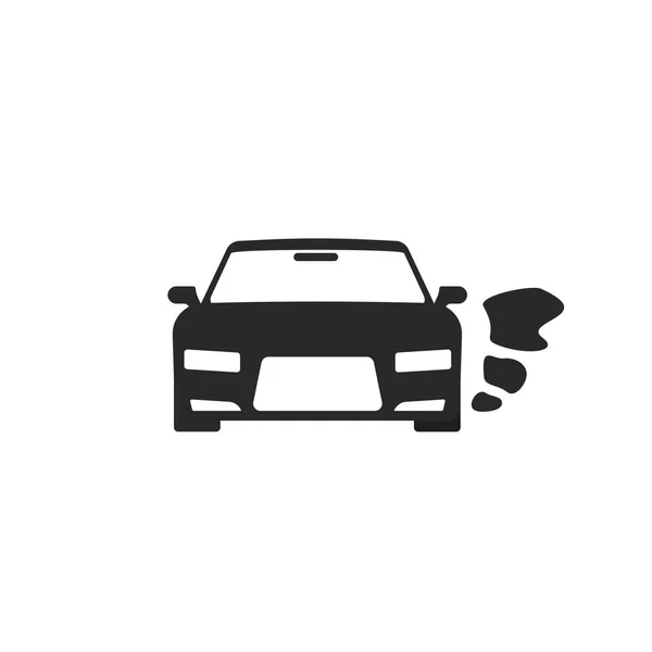 Auto nebo vozidlo motor běží ikona vektor, Černý bílý piktogram automobilu zaparkovaném s začal motor izolované symbol silueta Klipart — Stockový vektor