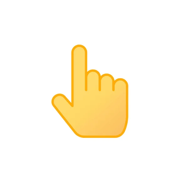 Zeigefinger-Vektor-Symbol, flache Cartoon-Linie Emoticon Daumen-Punkt-Hand-Geste-Symbol isoliert auf weißem Piktogramm-Zeichen Cliparts — Stockvektor