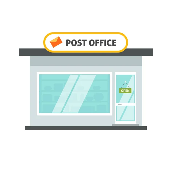 Post kantoor geïsoleerd gebouw op witte achtergrond vector illustratie, platte cartoon Post Office afbeelding — Stockvector