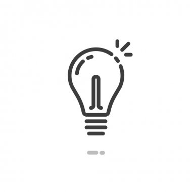 Lightbulb vektör simgesi, çizgi anahat beyaz ışık sembol resim
