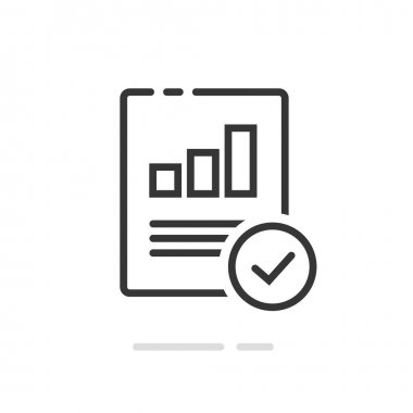 Denetim araştırma raporu simgesi vektör sembolü, çizgi anahat sanat tasarım kalite kontrol değerlendirme pictogram, mali dolandırıcılık kontrol veya vergi analizi işareti, muhasebe veya istatistik belge görüntü fikri