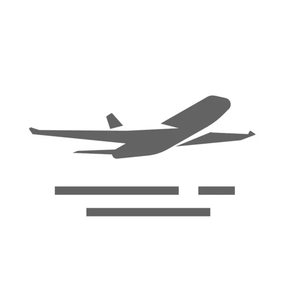 Samolot zdjąć kształt wektora ikony lub sylwetka samolotu odrzutowiec symbol startu okrągły czarno-biały monochromatyczne płaskie lotnisko piktogram izolowany na białym tle — Wektor stockowy