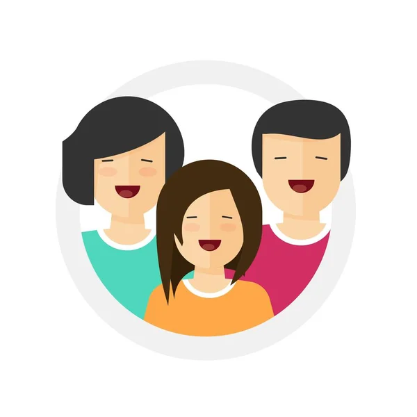 Illustration d'icône vectorielle de portrait heureux de famille, père souriant, symbole de personne de mère et de fille adulte — Image vectorielle