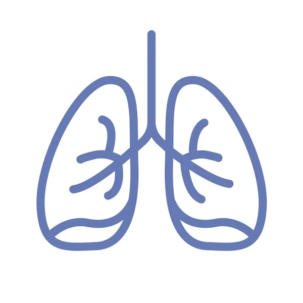 Long- of menselijke longen icoon lijn omtrek kunst met bronchiale systeem vector cartoon illustratie clipart geïsoleerd op witte achtergrond — Stockvector