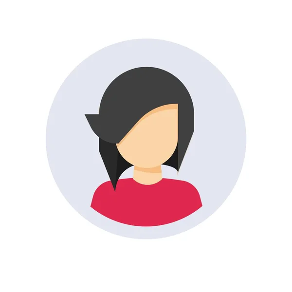 Perfil de usuario o mi cuenta avatar icono de inicio de sesión con mujer sonrisa cara femenina símbolo vector plano, signo de miembro de la persona dama humana aislado en el fondo blanco — Vector de stock