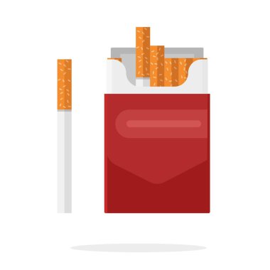 Sigara paketleri vektör karton kutu düz çizgi film izole çizim, tütün paketi maket Clipart tüttürme