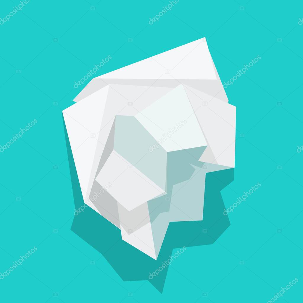 Paper crumpled ball vector icon or trash wrinkle page flat cartoon illustration, idea of garbage page sheet isolated