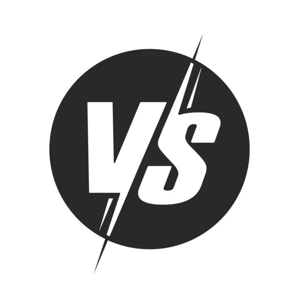 Vs or versus logo for battle or fight game vector plano dibujo animado blanco y negro símbolo diseño redondeado emblema logotipo aislado clipart — Vector de stock