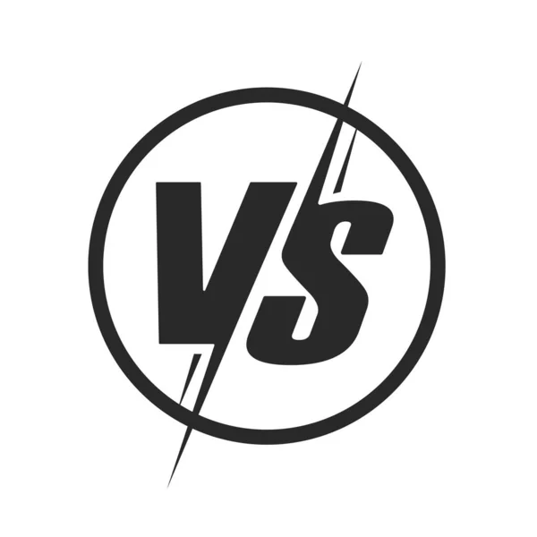 Vs nebo versus logo ikona pro bitvu nebo boj herní vektor plochý kreslený černobílý kruh symbol design zaoblený znak logotyp izolované kliparty — Stockový vektor