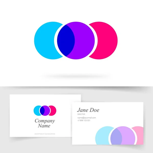 Αφηρημένοι πολύχρωμοι κύκλοι λογότυπος τρία στοιχεία σχήματα σχεδιασμός για τις επιχειρήσεις επίσκεψη πρότυπο κάρτα διάνυσμα σύγχρονη μοντέρνα μακέτα — Διανυσματικό Αρχείο
