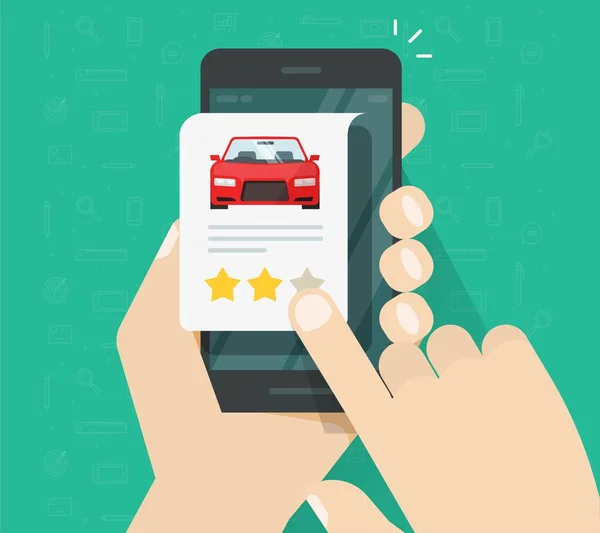 汽车在线评鉴评分为手机或汽车评鉴反馈、有客户知名度的智能手机网店、手机出租店排名现代 — 图库矢量图片