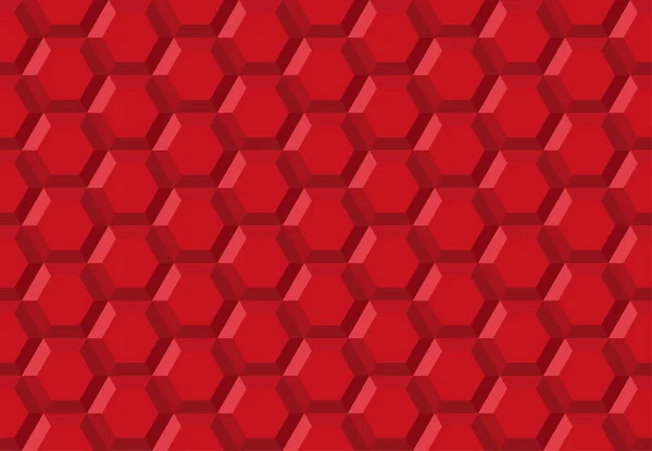 Honeycomb hexagon robot technology abstract seamless vector 3d background illustration pattern red, geometric symmetric diamond shaped structure repeated backdrop grid template for banner closeup — Stock Vector