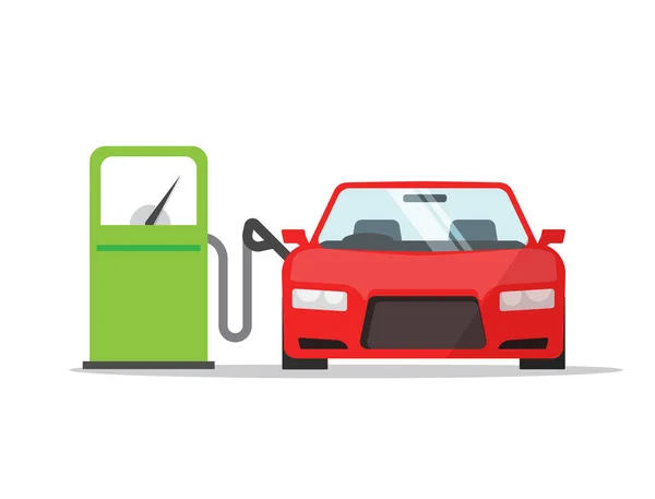 Bilbil bil tankning på bensinstation ikon vektor platt tecknad illustration, fordon påfyllning bensin design isolerad — Stock vektor