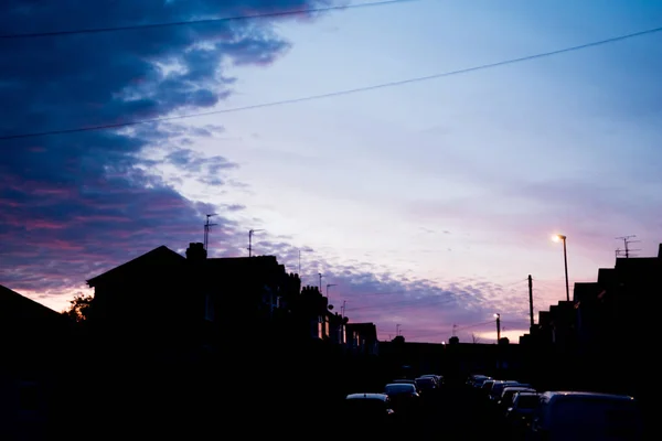 Night Time View House Exterior Terraced Houses Street — Stock Photo, Image