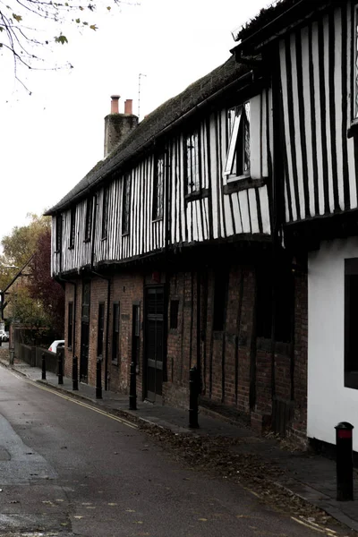 Olde Bâtiments Style Olde Sur Une Rangée Maisons — Photo