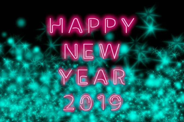 New year's eve poster with neon happy new year text