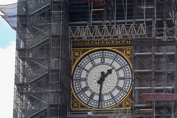 Big Ben London Központjában Állvány Tisztító Refurb Munka Során — Stock Fotó