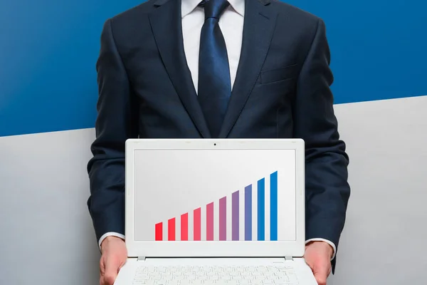 Sales growth and performance chart on a laptop screen