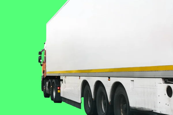 Truck or lorry trailer cut out. Isolated on green screen to add