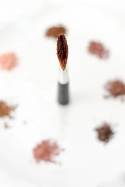 Make up Brush med val av färgat smink pulver — Stockfoto