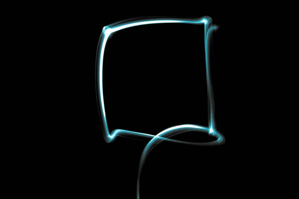 スピーチバブルアイコン 明るいネオンliの空のスピーチバルーンシンボル — ストック写真