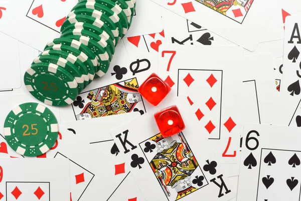 Cartões Black Jack Com Pilha Fichas Casino Como Aposta Vencedora — Fotografia de Stock