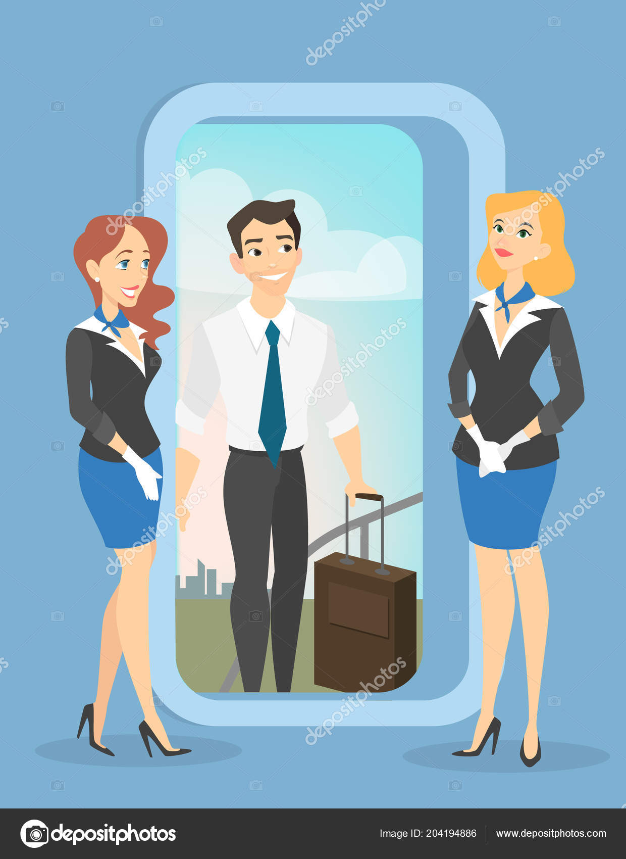 Fare assistenti di volo collegare con i passeggeri