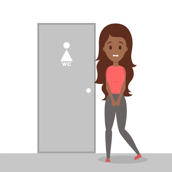 Stressed woman wants to pee — Stock Illustration Stressed woman wants to pee Vector Graphics