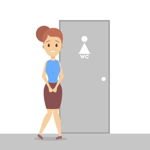Stressed woman wants to pee — Stock Illustration Stressed woman wants to pee Vector Graphics