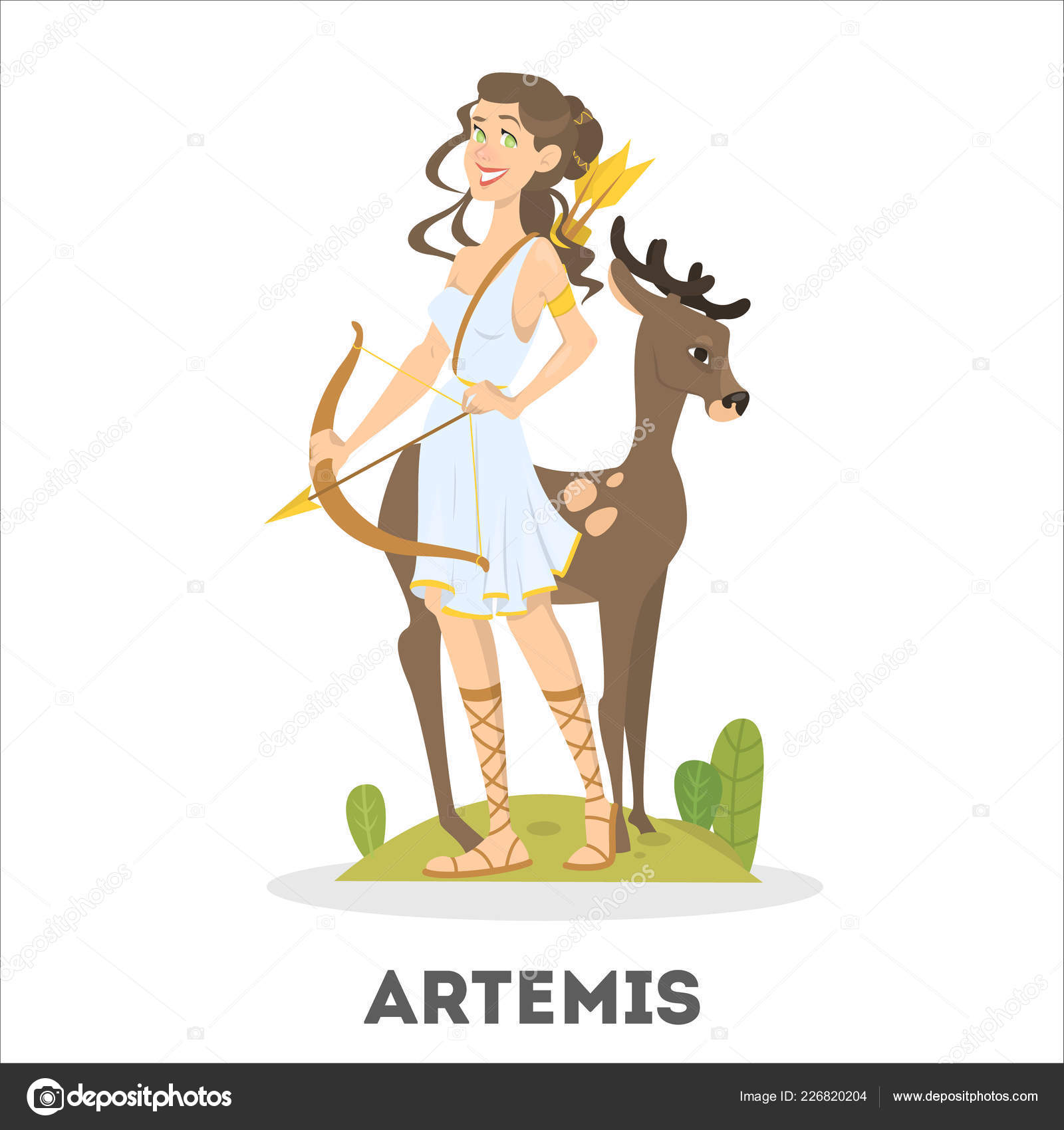 Artemis Greek Goddess From Ancient Mythology Female Character Vector Image By C Inspiring Vector Gmail Com Vector Stock