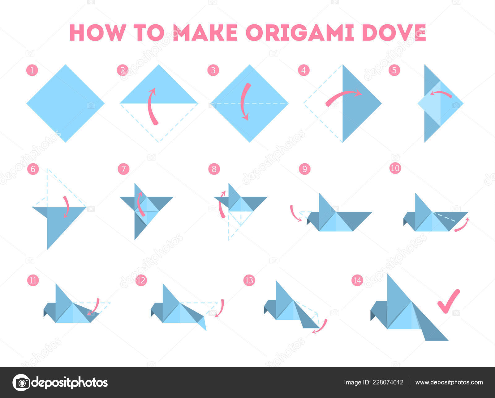 Wie Erstelle Ich Einen Origami Taube Guide Stockvektor
