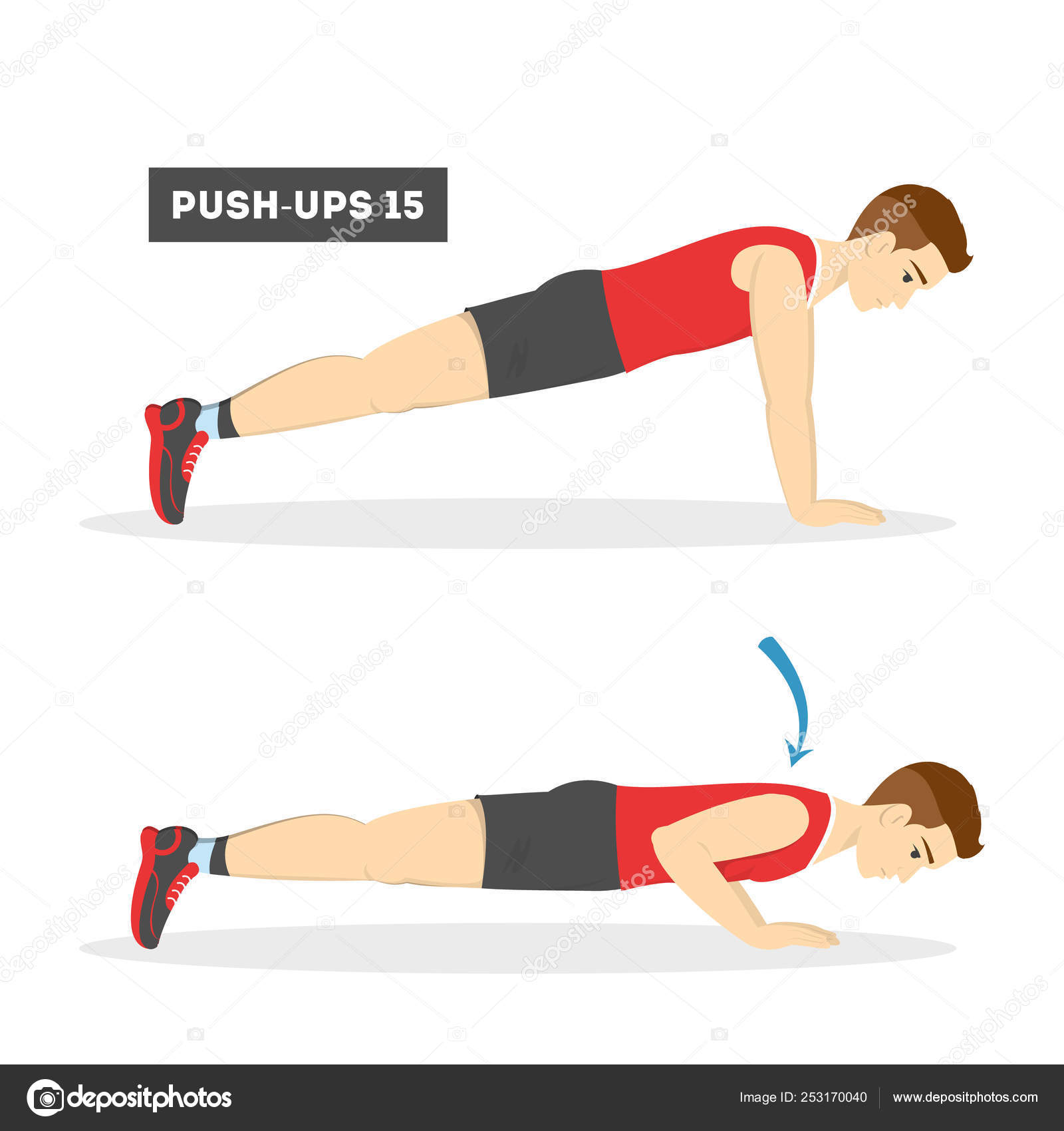 Man Doing Push Ups In The Gym Arm Workout Vector Image By C Inspiring Vector Gmail Com Vector Stock