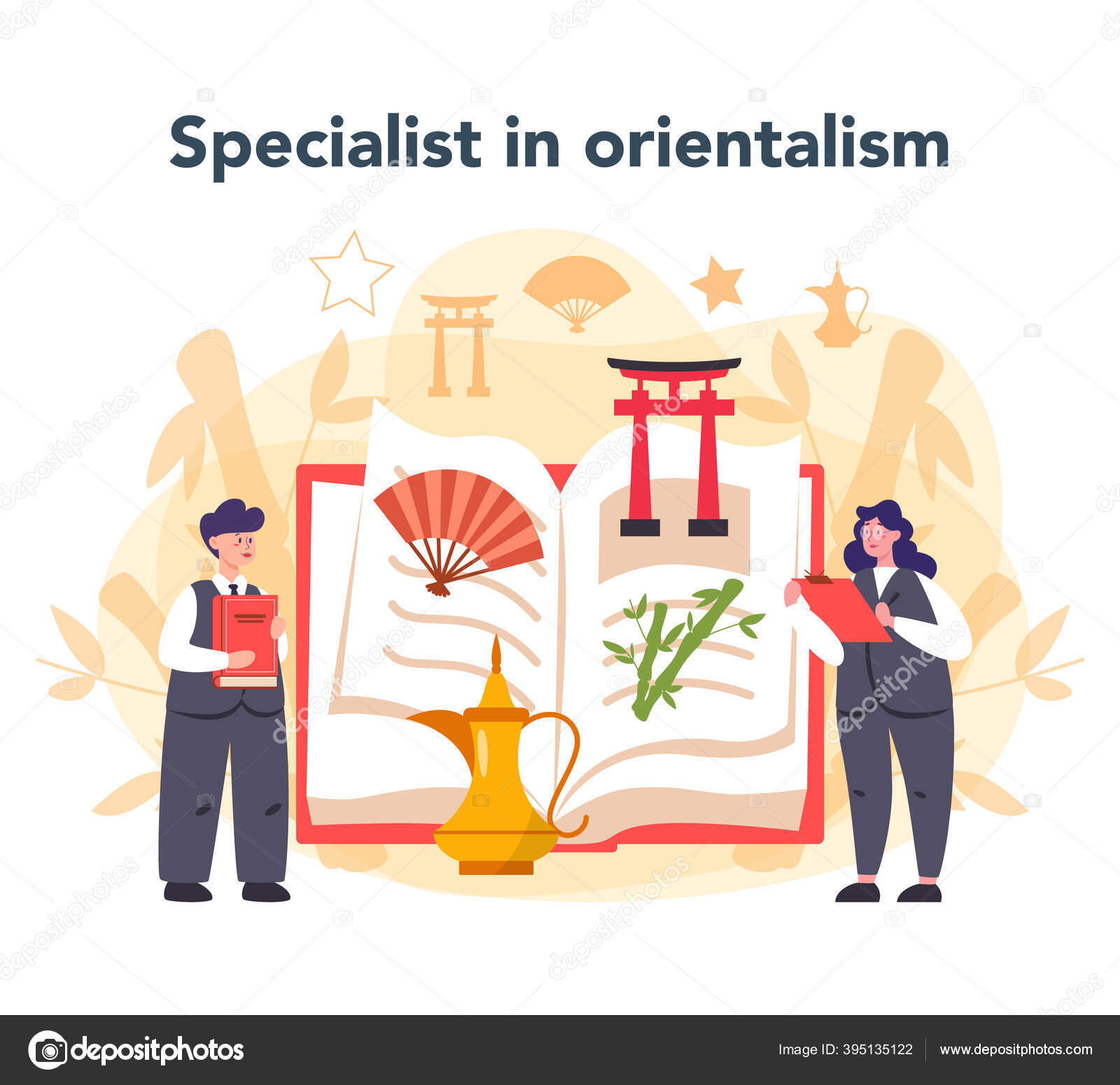 Orientalist Concept Professonal Scientist Studying Near Eastern Vector Image By C Inspiring Vector Gmail Com Vector Stock