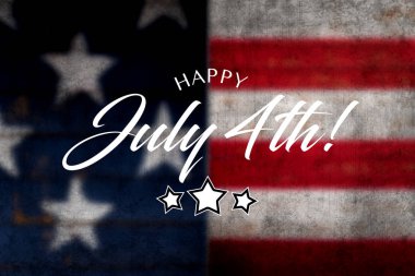 4 mutlu Temmuz kırmızı, beyaz ve mavi arka plan ile tebrik