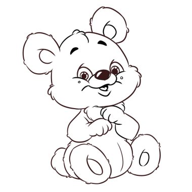 Neşeli ayı oturma sayfa karikatür gülümsemek illüstrasyon izole Imagekind boyama